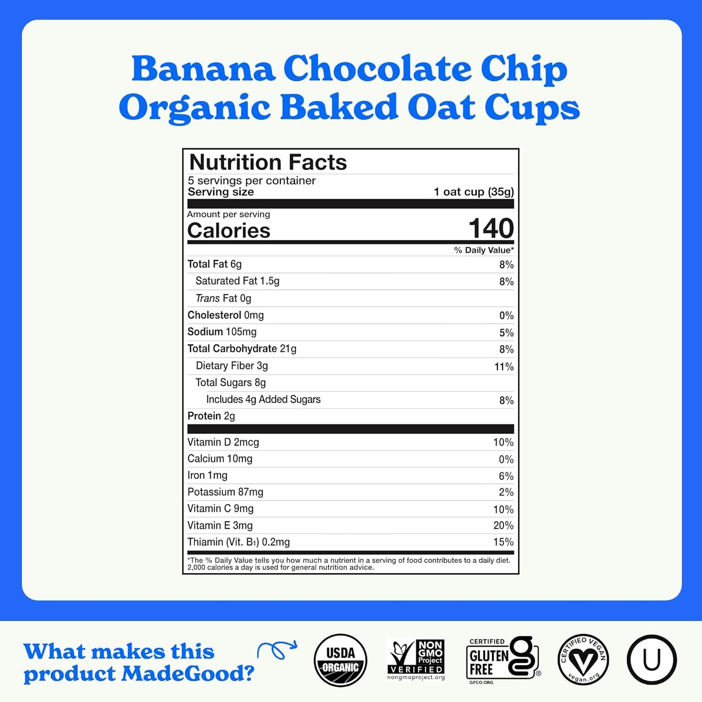 MadeGood Mornings Soft-Baked Oat Bars & Oat Cups Variety Pack (30 count)