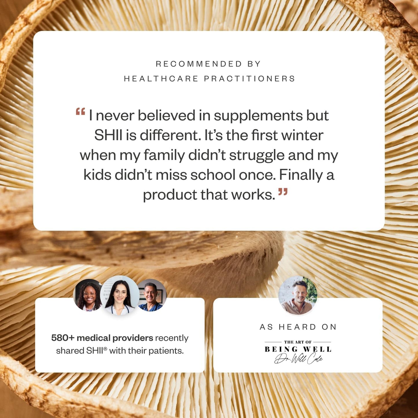 SHII AHCC Daily Immunity Powder, 2.1 Oz - Vegan, Gluten-Free Immune Support Supplement with AHCC, Easy-to-Mix Shiitake Mushroom Powder for Quick Absorption, Promotes Immune Response & Cellular Health