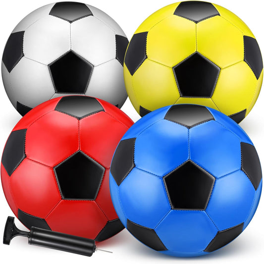 HyDren 4 Pack Soccer Ball with Pump Official Size 4/5 Deflated Soccer Balls Bulk for Outdoor Indoor Practice Training Sport Gift for Kids Boys Teen Youth Adult