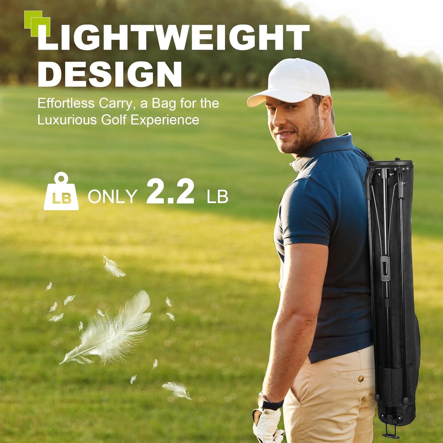 Golf Lightweight Stand Carry Bag– Easy to Carry and Durable Pitch n Putt Golf Bag for The Driving Range, Par 3 and Executive Courses–31.5 inches Tall