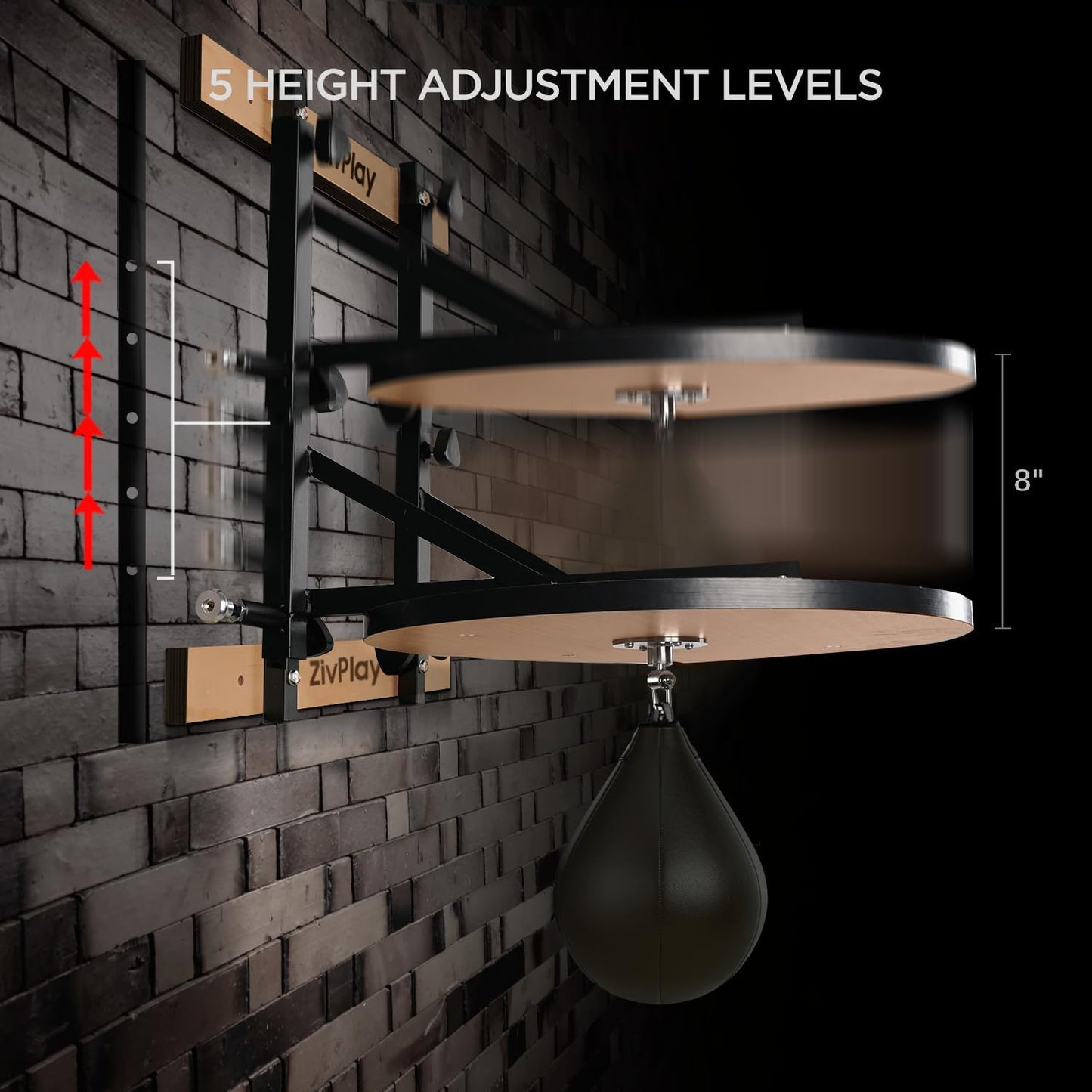 Speed Bag Platform Speed Bag Stand for Boxing Punching Practice Includes Height Adjustable Mount Speedbag and Air Pump 360° Swivel 24 Inch Board