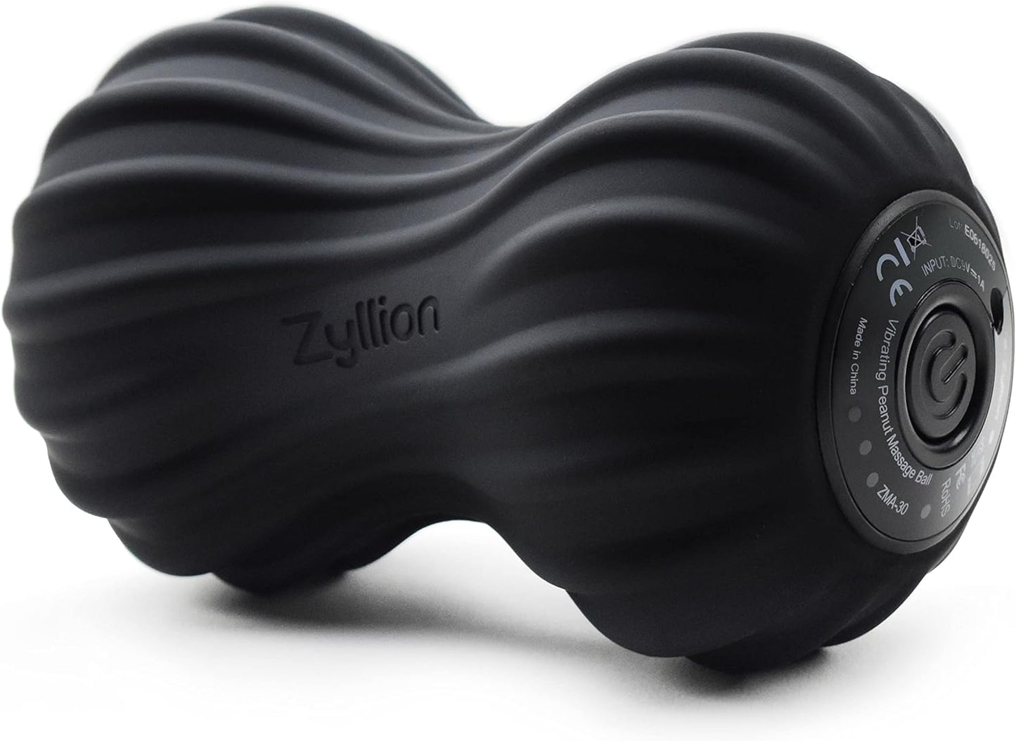 Zyllion Vibrating Peanut Massage Ball with 4 Modes - Cordless Rechargeable Electric Deep Tissue Massager Roller for Muscle Pain Relief, Black, ZMA-30
