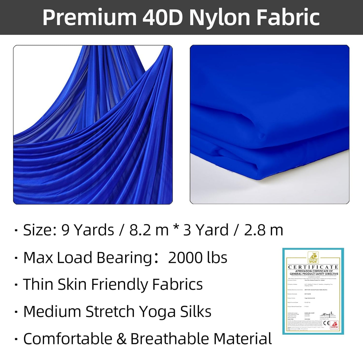 PRIOR FITNESS Aerial Silks Kit Colorful 9/15/20 Yards 40D Nylon Fabric Hammock Set With Hardware & Guide for All Levels Of Aerial Yoga Practice and Acrobatic Flying For Adults Aerial silk