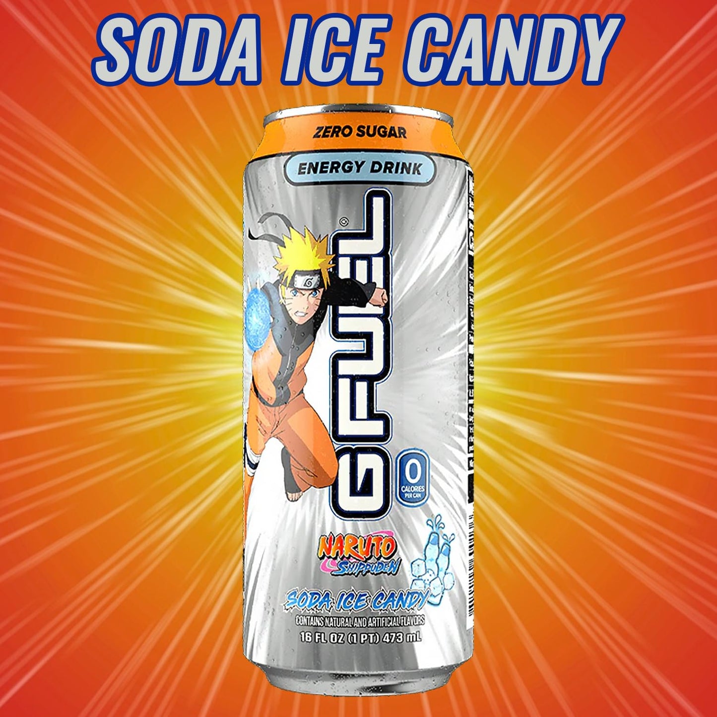 G Fuel Energy Drink, Lemon Lime Slushie, Sugar Free Beverage with 140mg Caffeine, Daily Energy Boost with Focus Amino, Vitamin + Antioxidants, 16 oz Cans (Naruto Shippuden, 12-Pack)