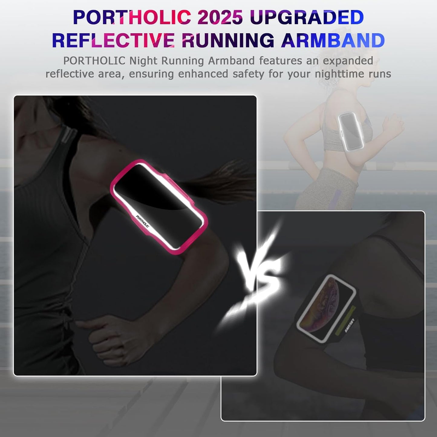 PORTHOLIC 2025 Running Armband Water Resistant Sports Phone Holder Case with Extension Strap, Key Card Slot Up to 6.9" Phone for iPhone 17/16/15/14/13 Plus Air Pro Max XR/XS, Galaxy S25/24/S10