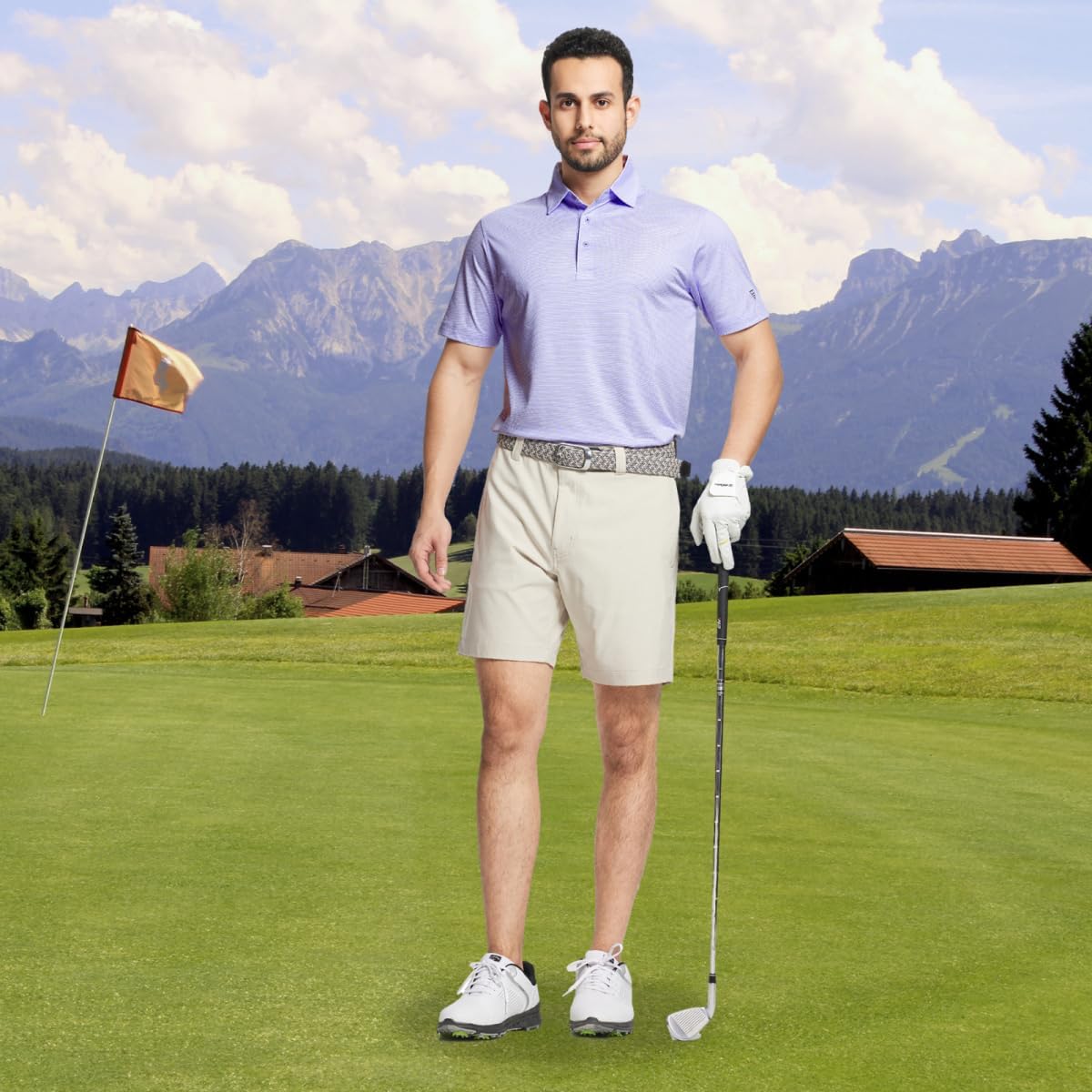 M MAELREG Golf Shirts for Men Dry fit Sports Jacquard Lightweight Performance Texture Short Sleeve Collared Polo Shirts