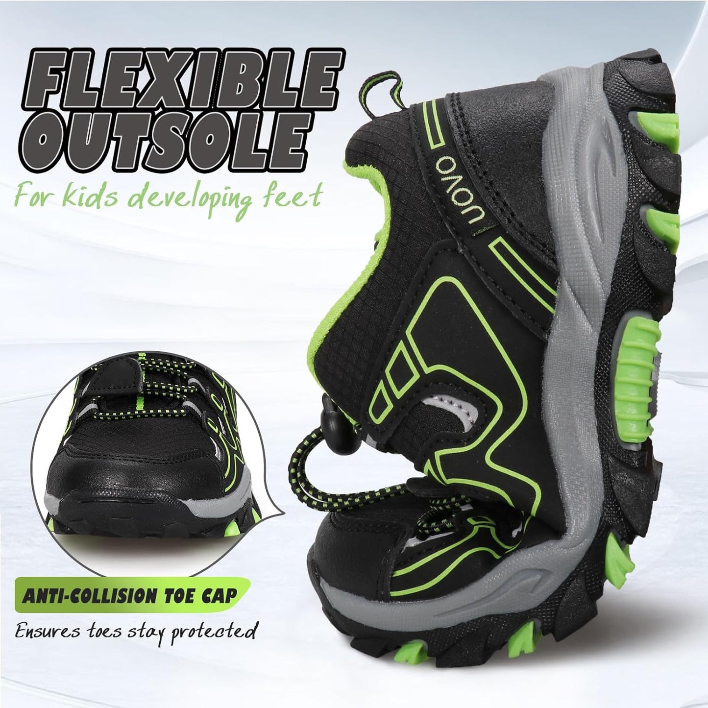 UOVO Boys Girls Kids Sneakers Hiking Running Outdoor Walking Tennis Shoes Waterproof Non Slip Fashion Sneakers(Little/Big Kids