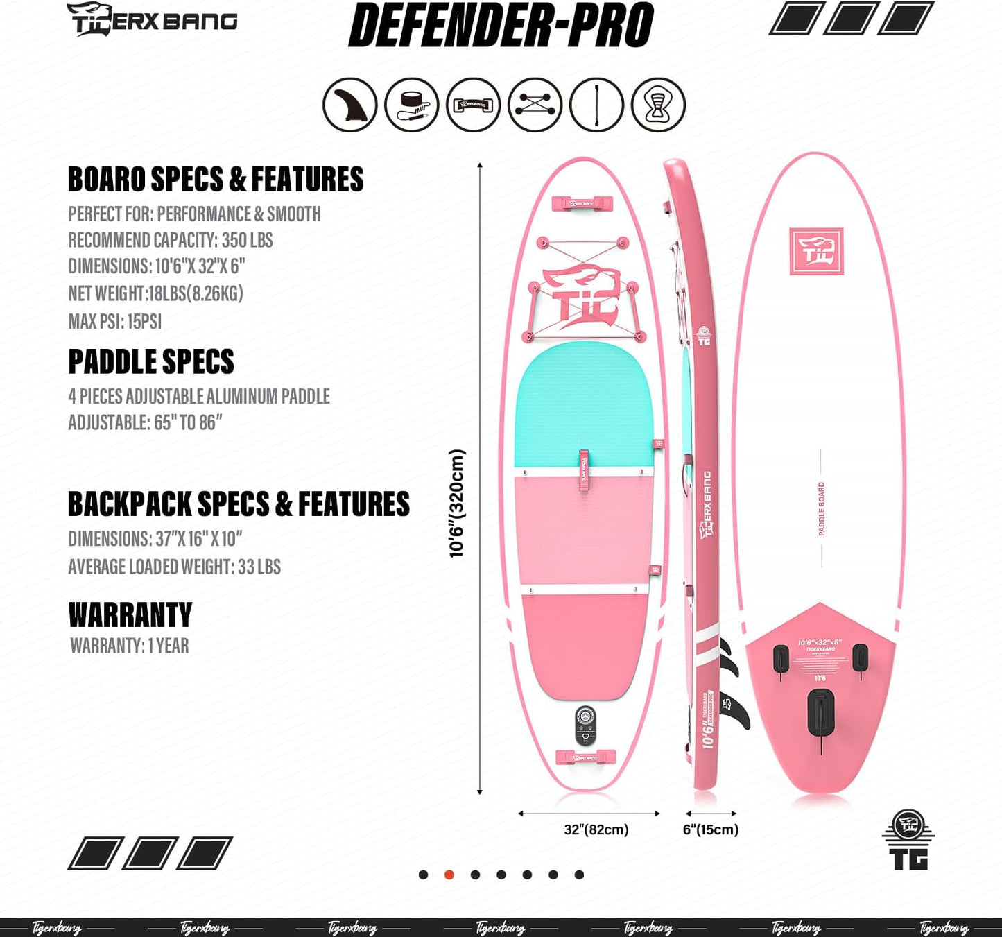 Inflatable Paddle Board with Premium SUP Board Accessories, Allround Paddle Boards for Adults/Kids,Stand Up Paddle Board Defender Collection