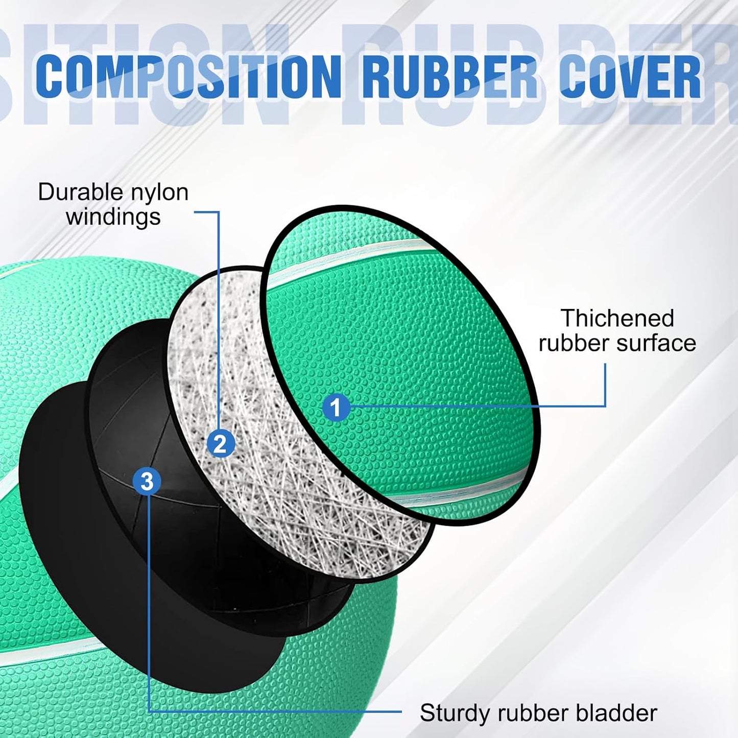 Jenaai 6 Pcs Rubber Basketballs Official Size Bulk Streetballs Multicolor Basket Balls with Pump Plain Basketball Set for Adult Youth Gifts Indoor Outdoor Training Games