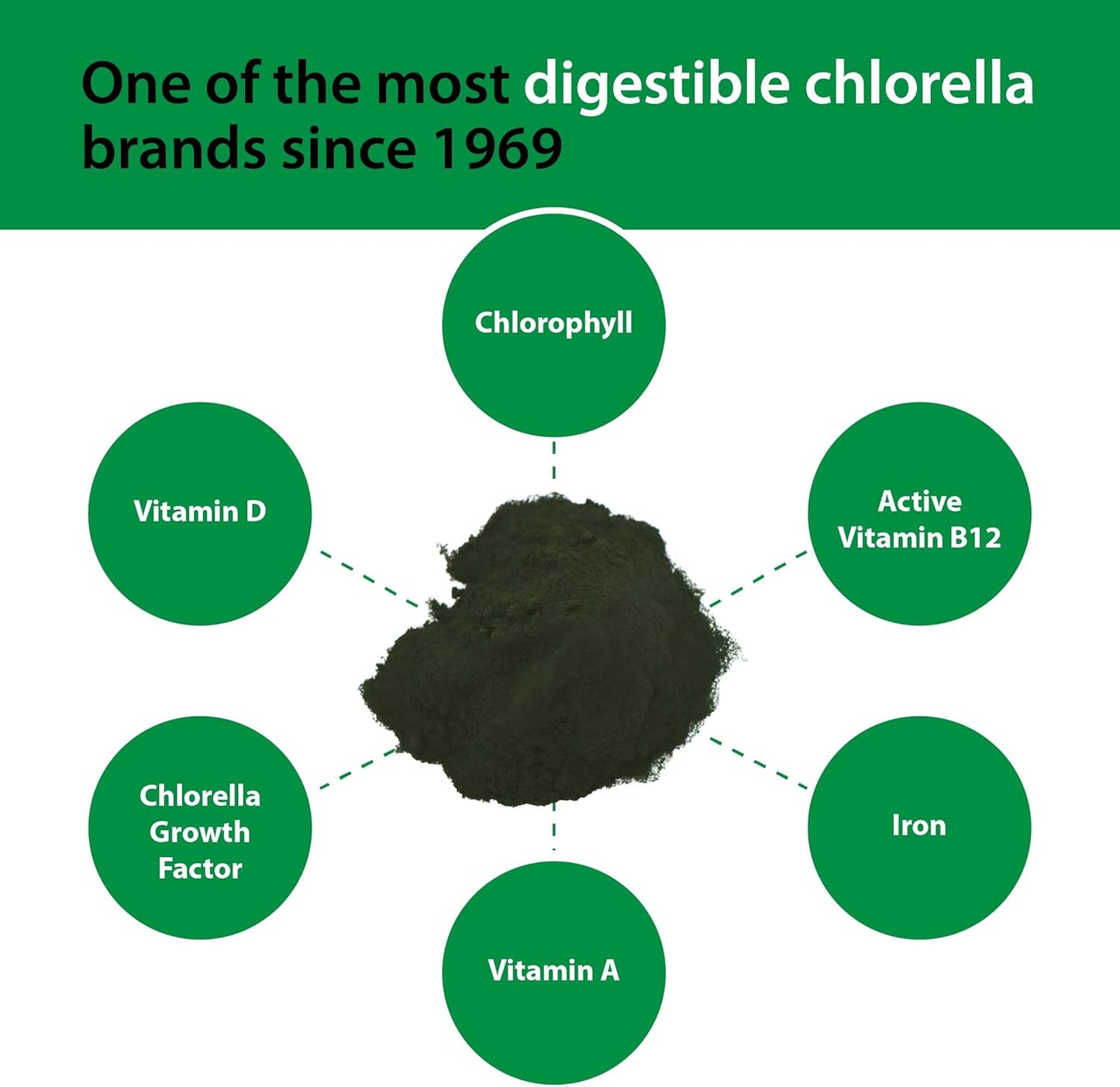 Sun Chlorella Powder Green Algae Superfood Supplement Supports Whole Body Wellness Immune Defense, Gut Health & Natural Energy Boost - Chlorophyll, B12, Protein - Non-GMO - 10 Servings
