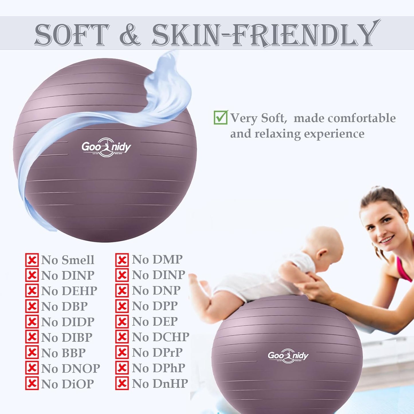 Soft Exercise ball, Anti-Burst Yoga Ball Chair Supports 2200lbs, Workout Equipment w/ Pump for Pregnancy Medicine Birthing Physical Therapy Stability Excersing Birth Swiss Fitness Gym Physio Labor Abs