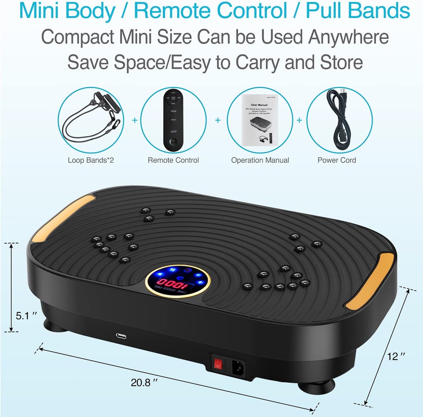 AXV Vibration Plate Fitness Platform Exercise Machine Vibrating Lymphatic Drainage Shaking Full Body Shaker Workout Vibrate Stand Shake Board Sport Gym for Weight Loss Fat Burner for Women Men