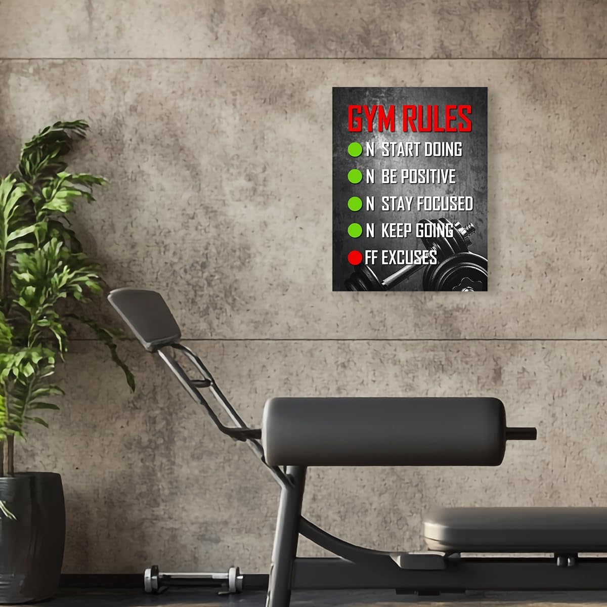 OTINGQD Inspirational Gym Wall Decor,Fitness Quotes Wall Art,Gym Rules Wall Decor,Workout Canvas Wall Art