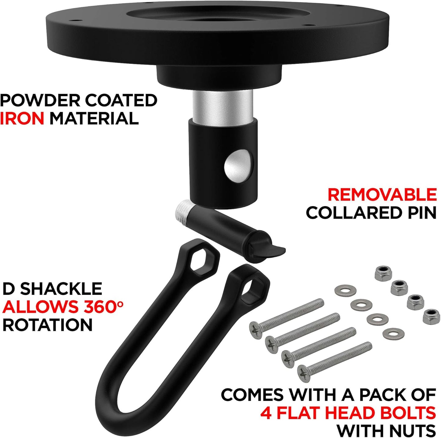 RDX Speed Bag Speedball Swivel, Heavy Duty 360 Multi Direction, Powder Coated Iron Mount Hook for Ceiling and Platform, Boxing Punching Training MMA Muay Thai Equipment Accessories Hanger with Screws