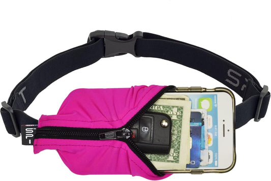 SPIbelt Running Belt for Women Men, Phone Holder for Running, Running Fanny Pack, Holder for Phone, Running Waist Pack, Adjustable Waist, [Fits All Phones]. Fuchsia with Black Zipper
