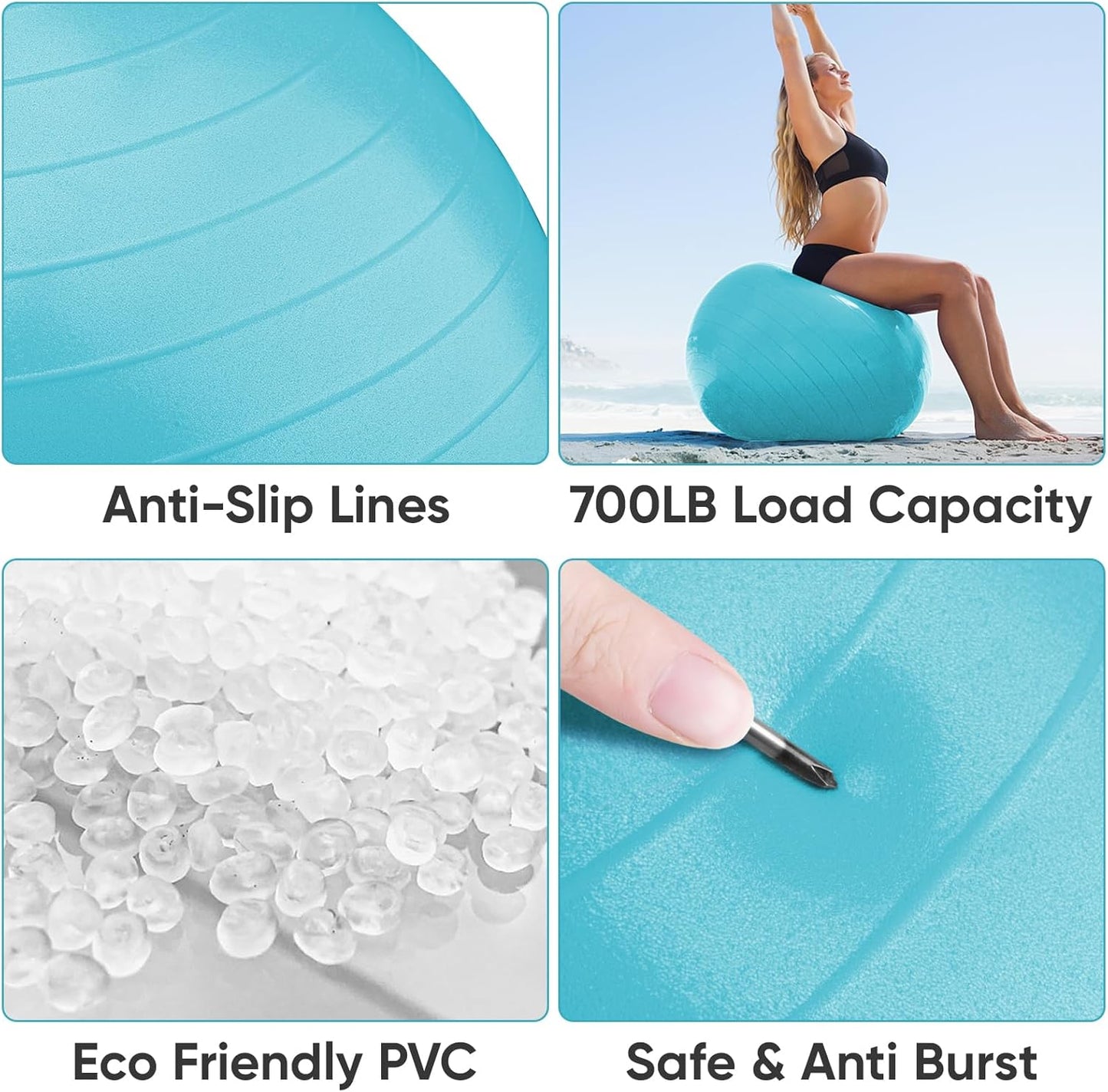 APEXUP Yoga & Pilates Ball - Anti Slip Heavy Duty Gym Ball for Fitness, Balance & Core Workout