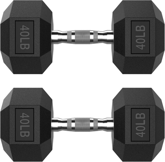 Hex Dumbbell Set 2.5-400 lb, Rubber Encased Exercise & Fitness Dumbbells, Weights Dumbbells Set of 2, Hand Weight for Strength Training