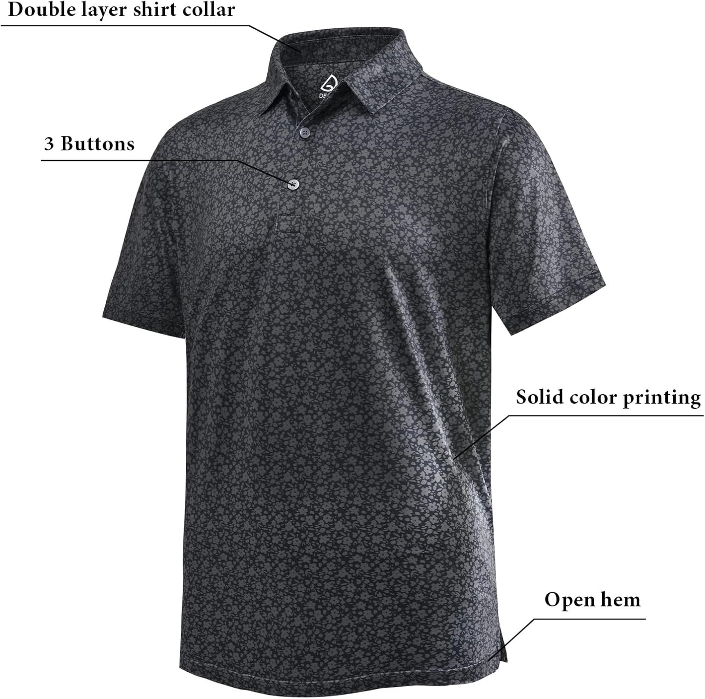 DEOLAX Mens Polo Shirts Fashion Print Mens Golf Shirt Dry Fit Mens Golf Polo Short Sleeve Quick Dry Funny Golf Shirt for Men