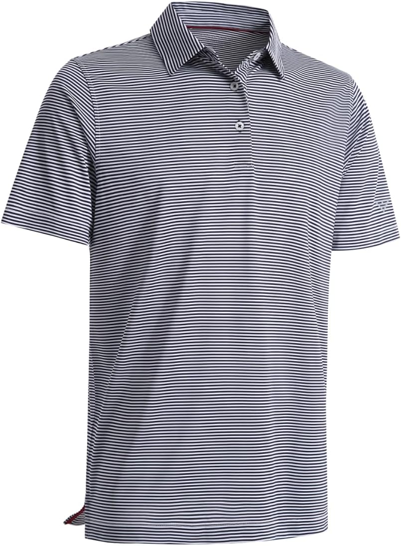 Men's Golf Polo Shirts Short Sleeve Striped Performance Moisture Wicking Dry Fit Golf Shirts for Men