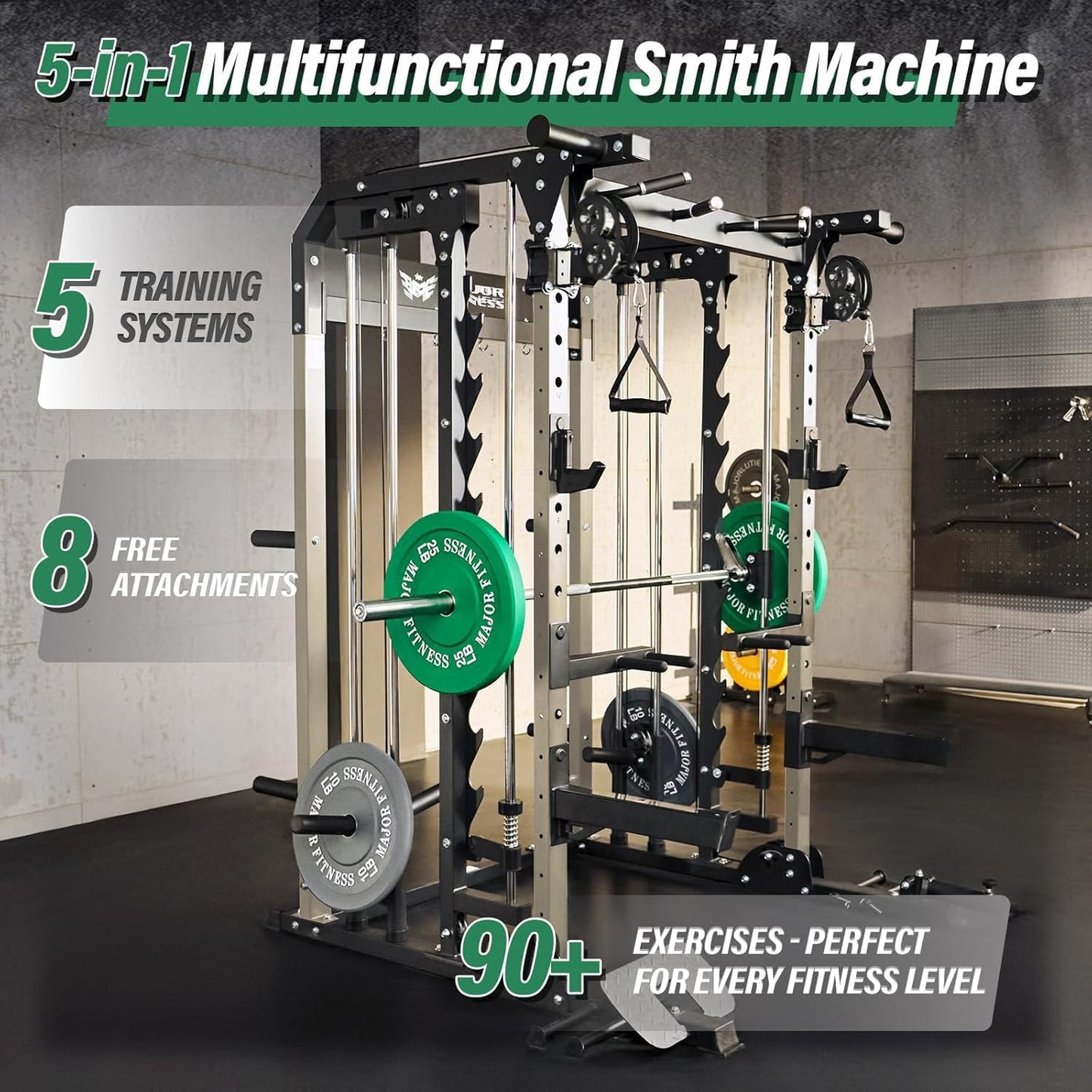 B52 Machine Home Gym with Power Rack, Cable Crossover, Dual Pulley System, Landmine, and Multi-Grip Pull-Up Bar – Heavy-Duty Fitness Equipment for Strength Training and Full-Body Workouts