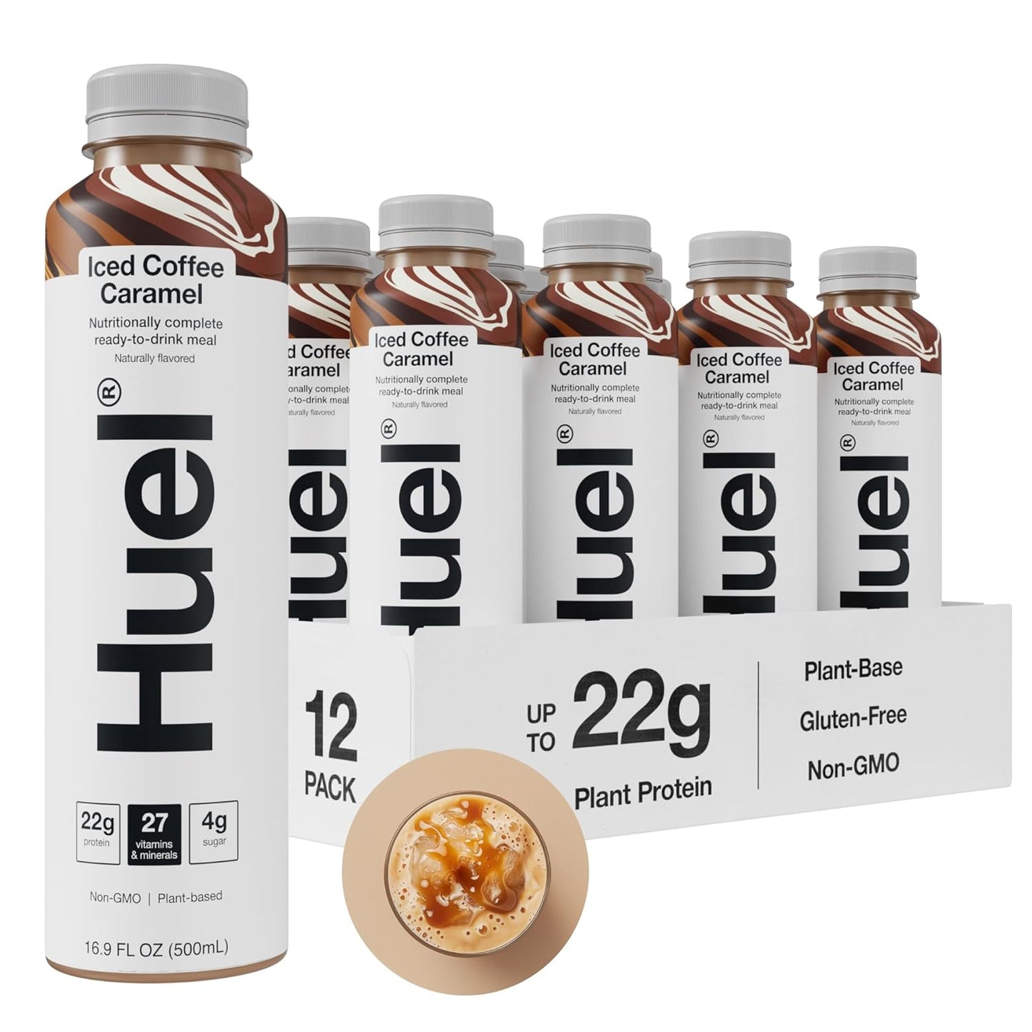 Huel Ready-to-Drink | Iced Coffee Caramel Meal Replacement Shake | High Protein Drink | Nutritionally Complete, Low Sugar, Plant Based, Vegan, Healthy | 20g Protein Per Bottle, 16.9 Fl Oz, 12 Pack