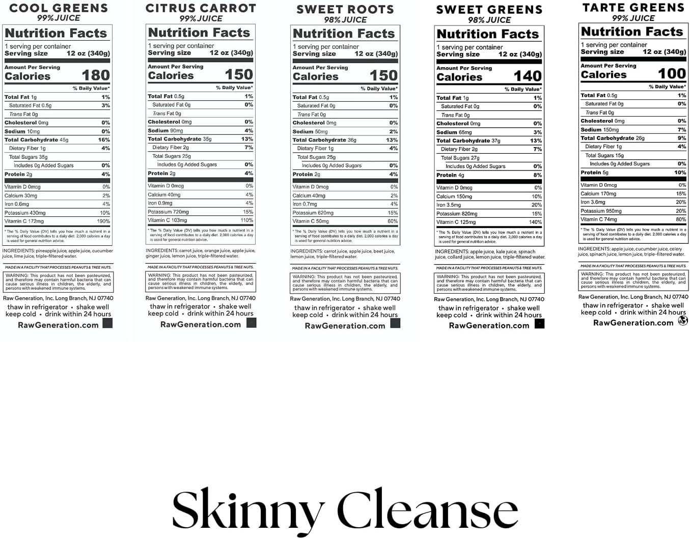 Raw Generation 7-Day Skinny Cleanse - Best Detox Juice Cleanse for Weight Management/Healthiest Way to Cleanse Your System/Jumpstart a Healthier Diet