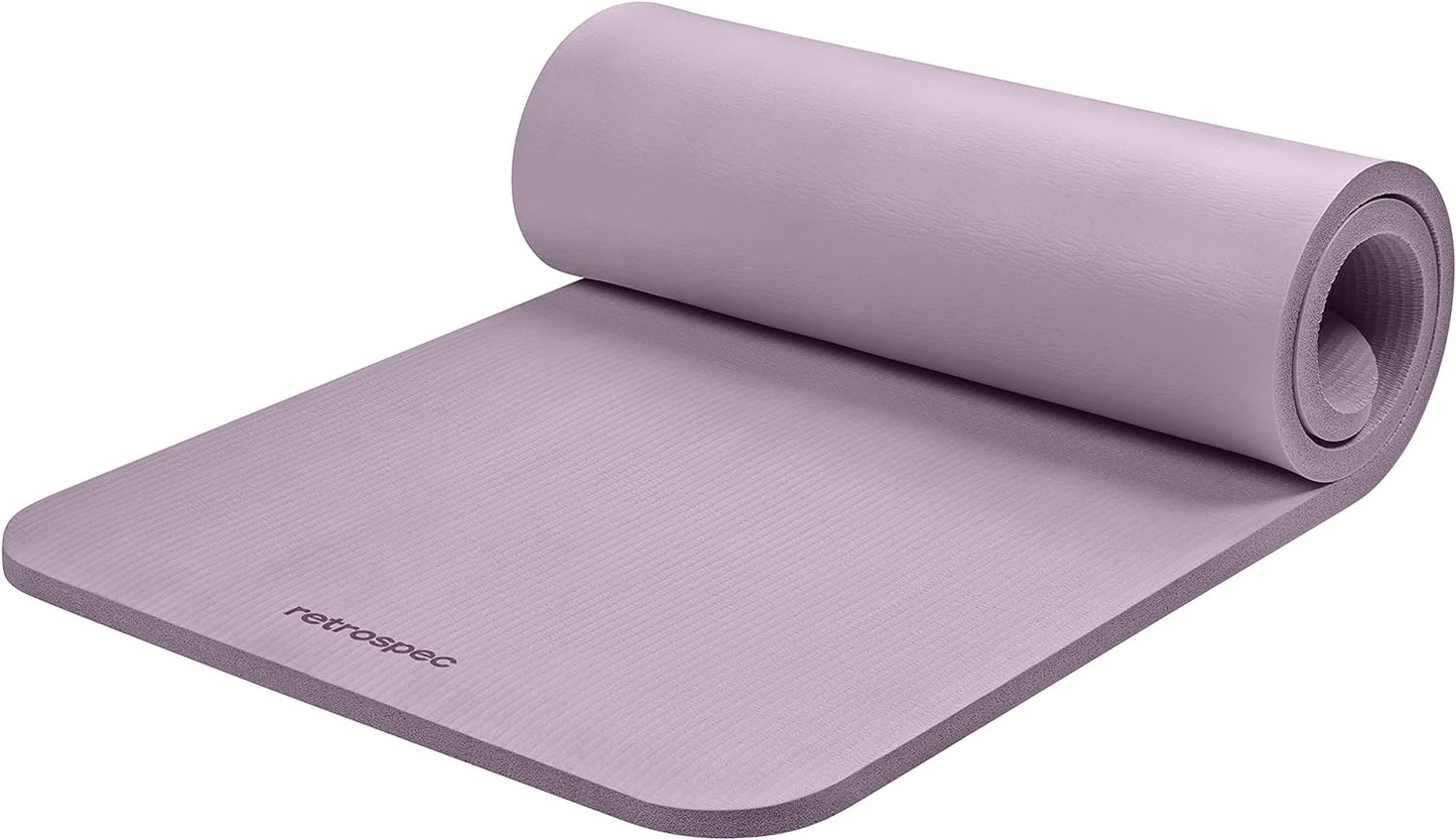 Retrospec Solana Yoga Mat 1" Thick With Nylon Carry Strap for Men & Women - Non Slip Exercise Mat for Home Yoga, Pilates, Stretching, Floor & Fitness Workouts