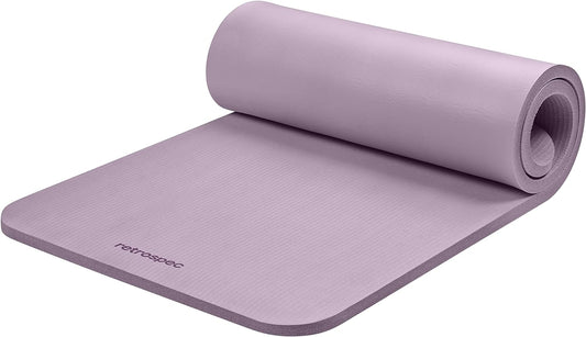 Retrospec Solana Yoga Mat 1" Thick With Nylon Carry Strap for Men & Women - Non Slip Exercise Mat for Home Yoga, Pilates, Stretching, Floor & Fitness Workouts
