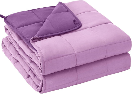 yescool Weighted Blanket for Adults (17 lbs, 48" x 72", Purple) Cooling Heavy Blanket for Sleeping Perfect for 110-130 lbs, Twin Size Breathable Blanket with Premium Glass Bead, Machine Washable