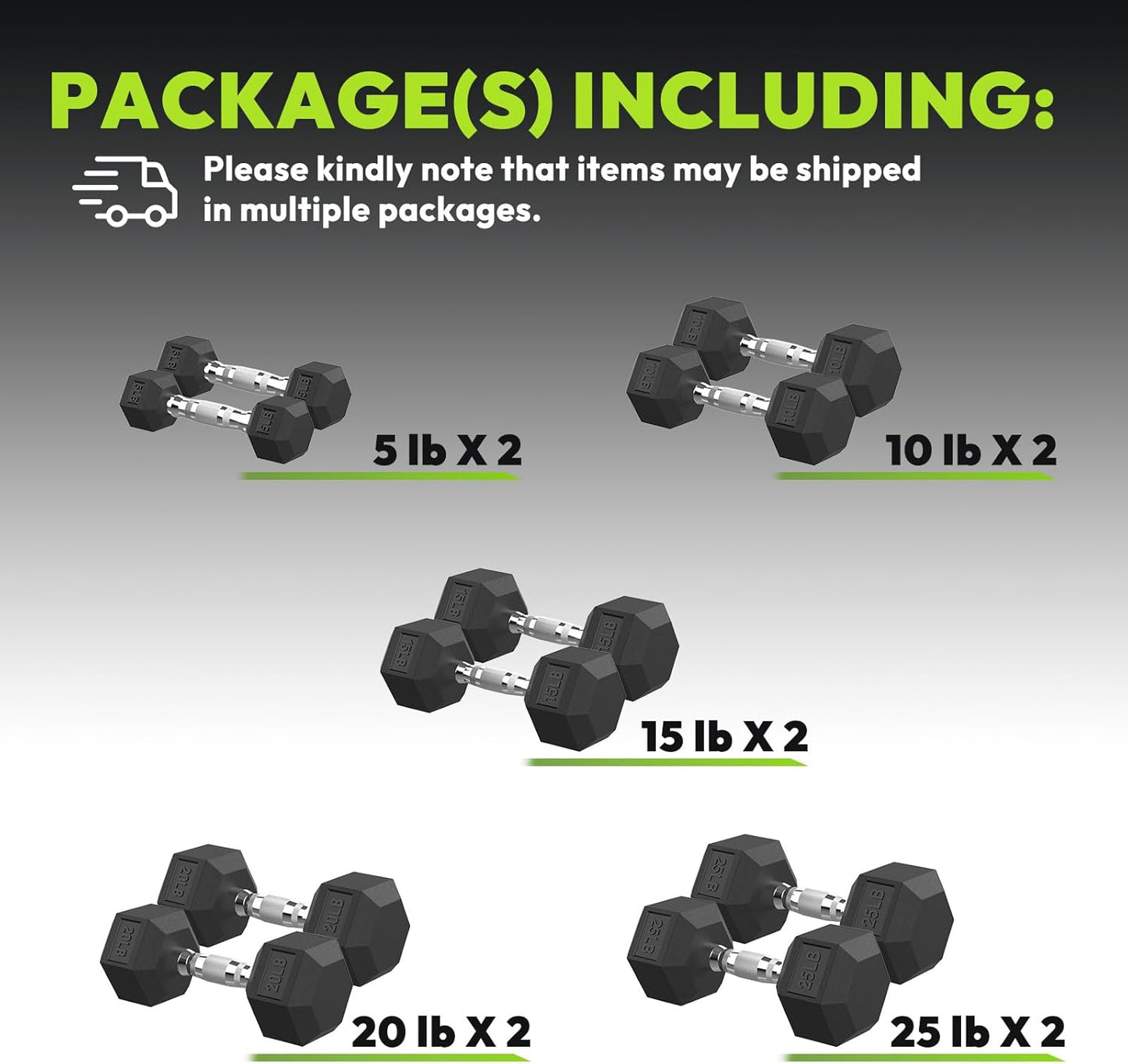Hex Dumbbell Set, 45-400 lb Set Rubber Encased Exercise & Fitness Dumbbells, Weights Dumbbells Set, Hand Weight for Strength Training