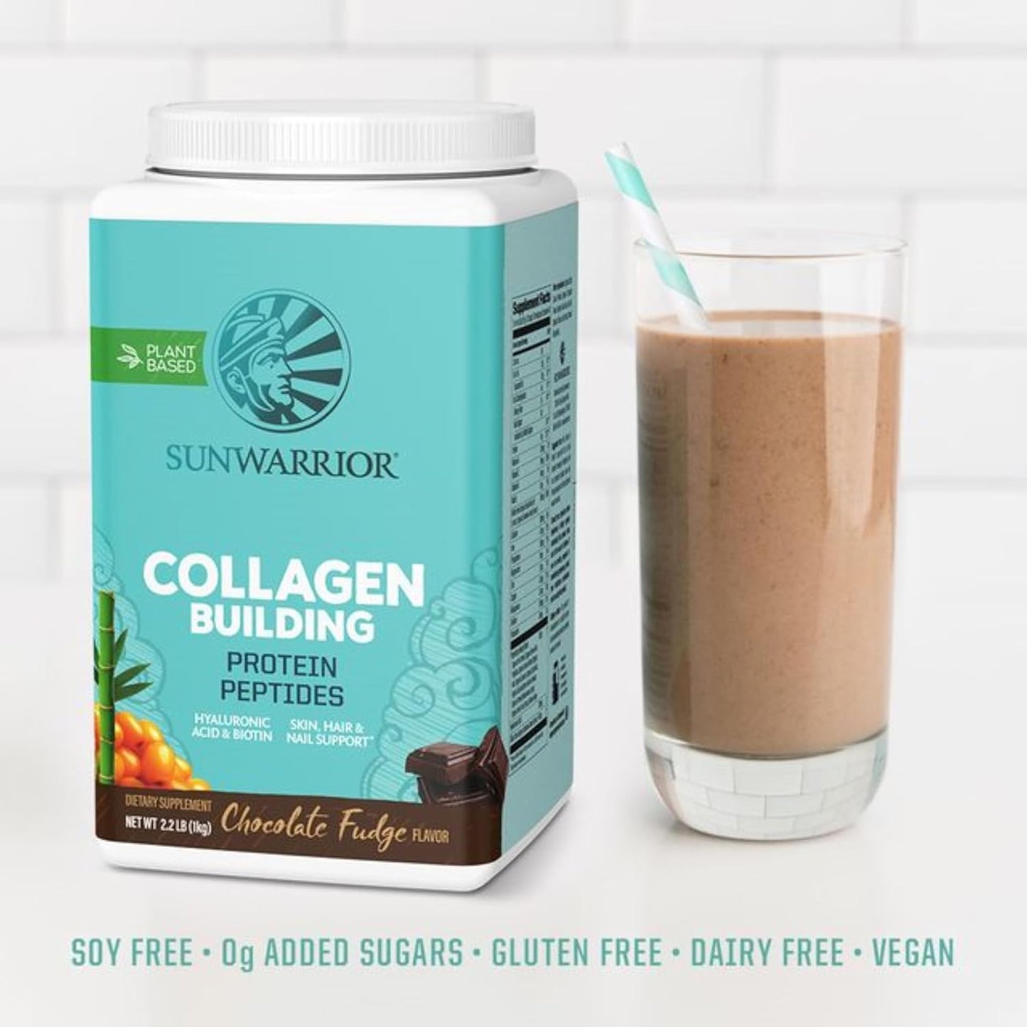 Vegan Collagen Protein Powder for Women Silica Plant Based Collagen Powder Chocolate Flavor Vegan Hair Skin and Nails Vitamins Non-GMO No Added Sugar Soy Dairy & Gluten Free (Chocolate, 40 Servings)