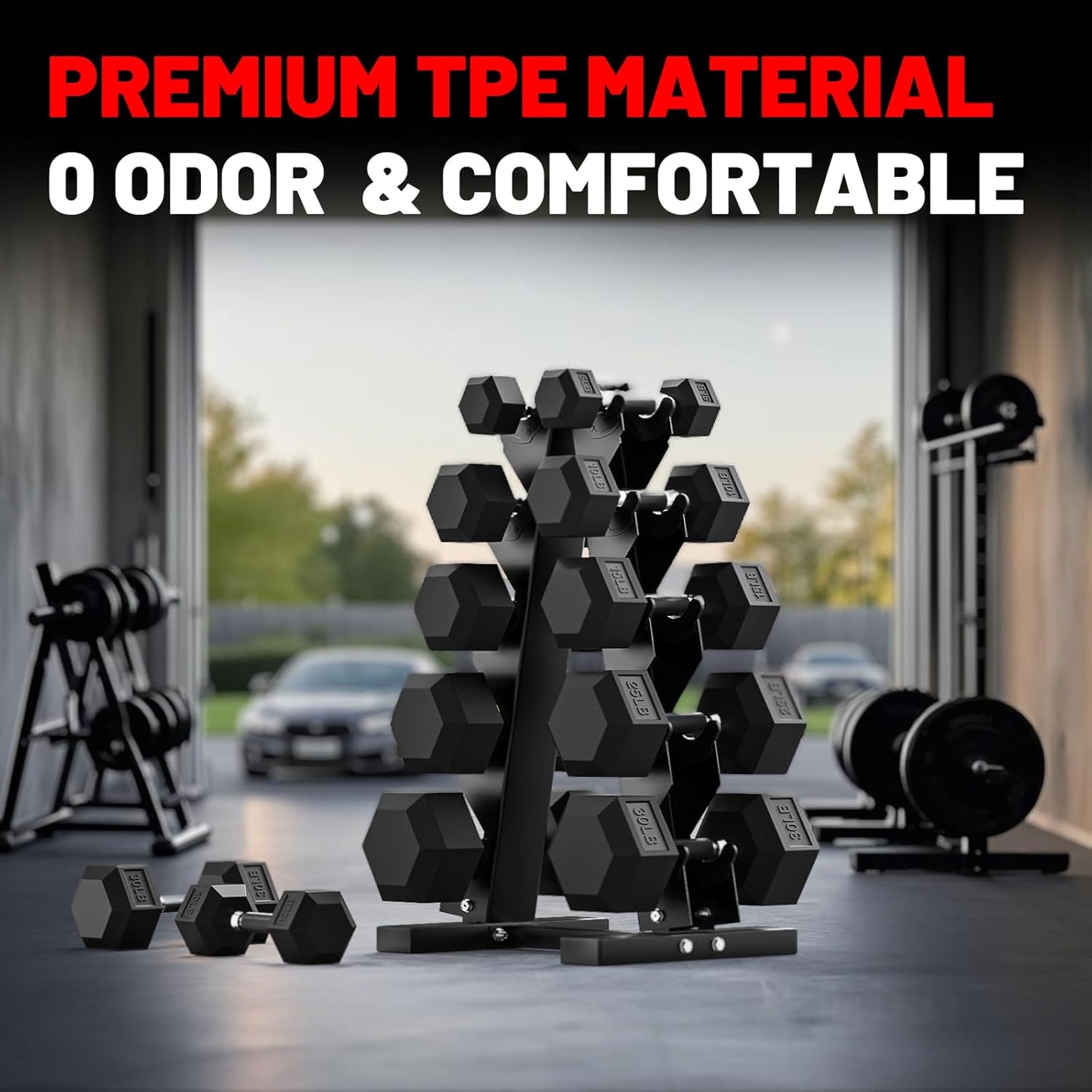 PAPABABE Hex Dumbbell Set 45-550 lb, Rubber Encased Home Gym Dumbbells, Weights Dumbbells for Women & Men, Hand Weight for Strength Training