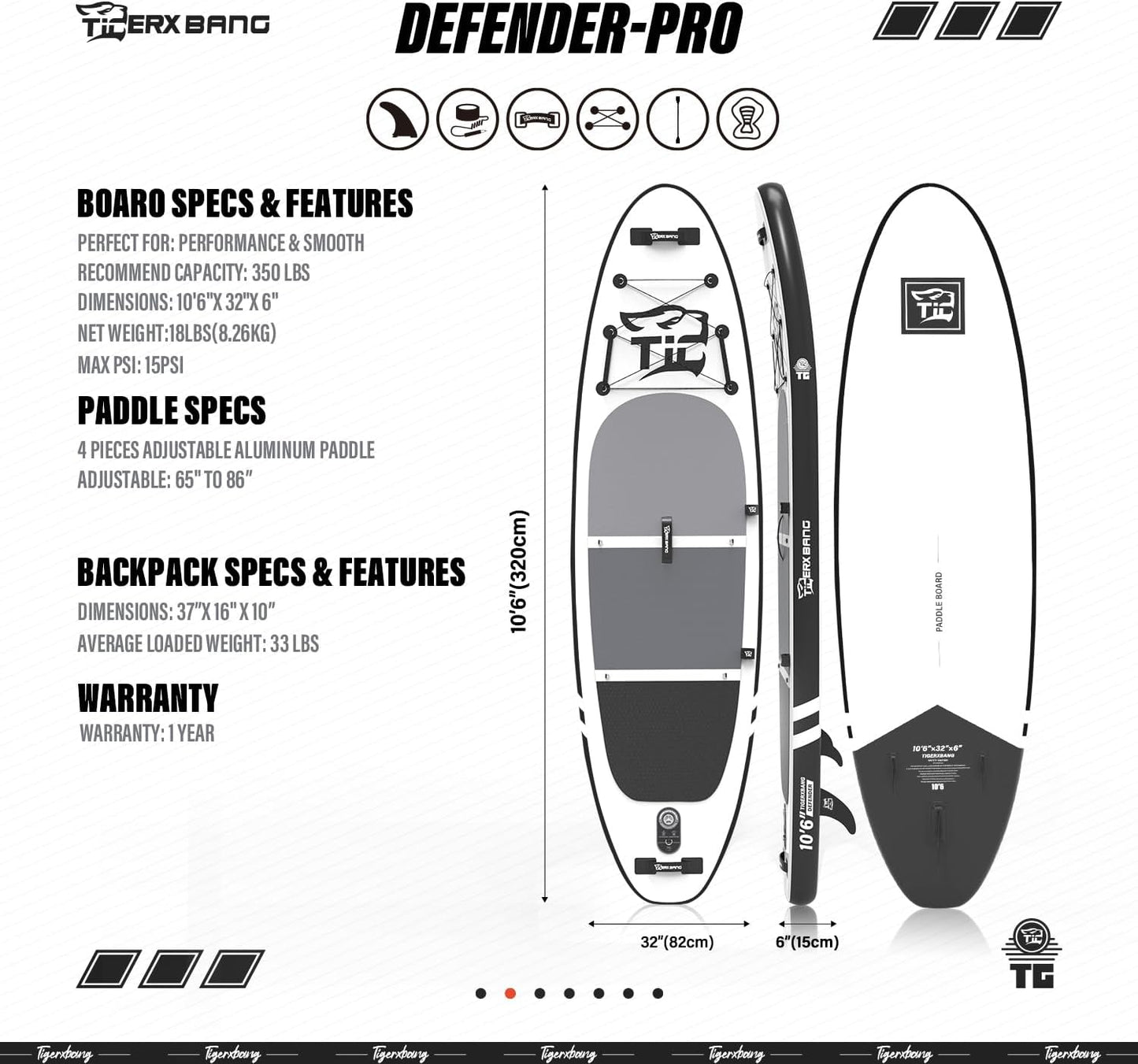 Inflatable Paddle Board with Premium SUP Board Accessories, Allround Paddle Boards for Adults/Kids,Stand Up Paddle Board Defender Collection