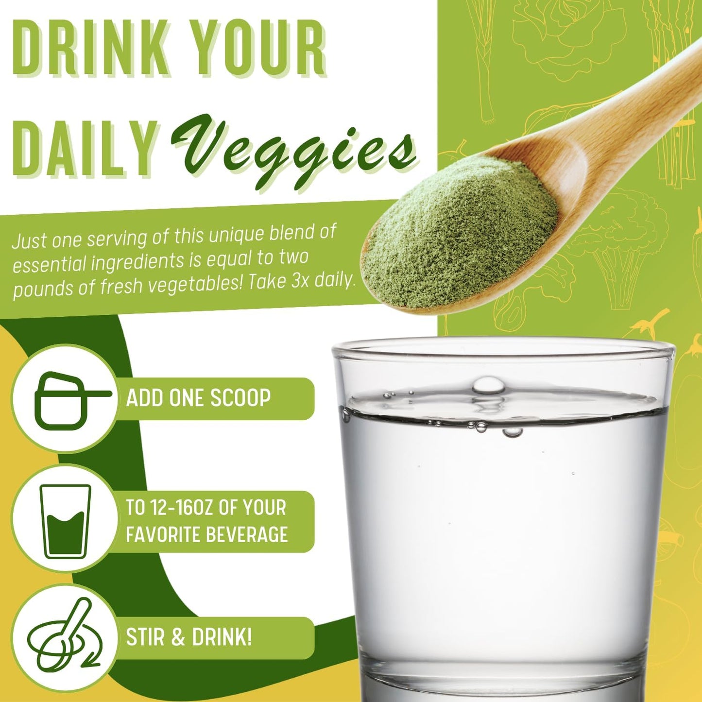 Ultimate Greens with MSM Powder, Vegan Friendly Natural Ingredients Gluten Soy Free NO GMO Superfood Vegetable Nutritional Drink Alkalizing Energy 8oz 1 Pack (1 Month Supply)