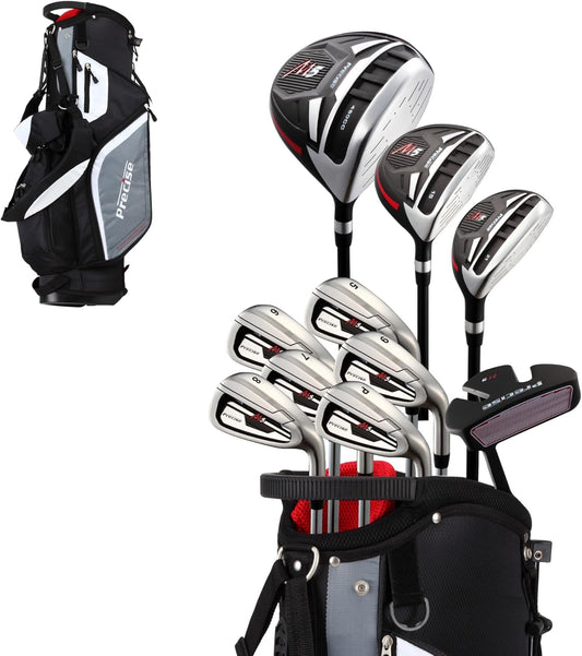 14-Piece Men’s Complete Golf Club Set - All Graphite Shafts (A Flex & Non-A Flex), Titanium Driver, Hybrid, 5-PW Irons, Putter, Stand Bag, Senior-Friendly Golf Clubs for Men, Right/Left Handed