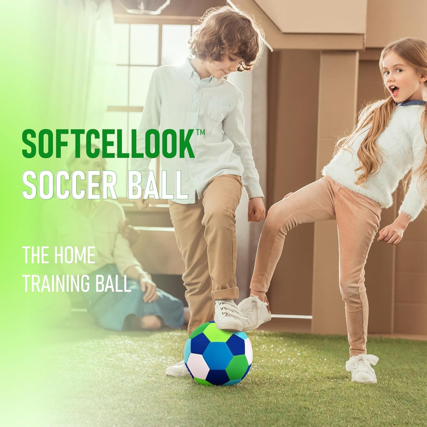 Indoor Soccer Ball with Fabric Cover - Soft and Safe Soccer Ball Size 4 for Inside House Home and Yard - Colorful Soccer Gift for Toddlers, Kids, Boys and Girls 3-5 5-8 8-12 Years Old