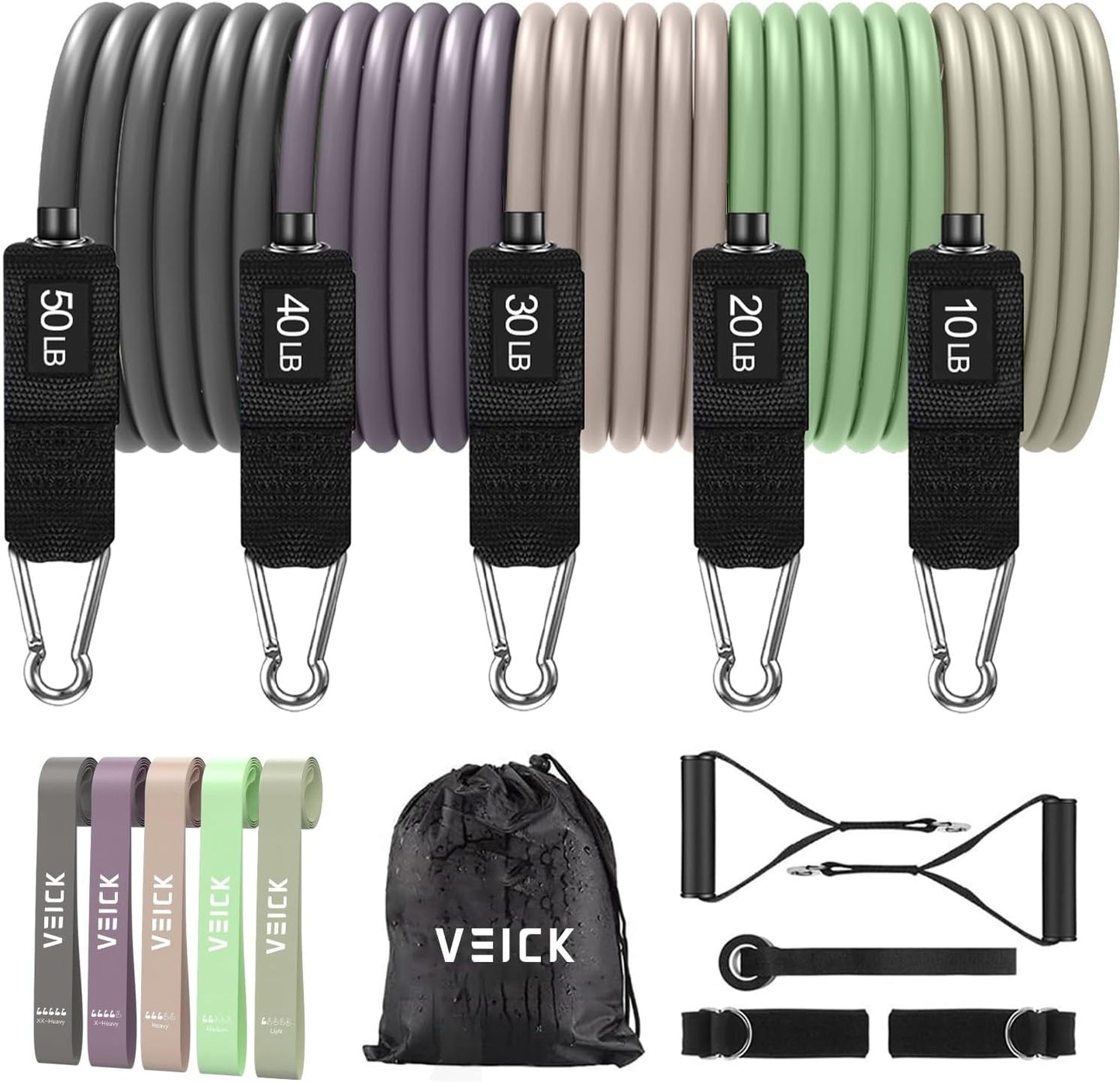 VEICK Resistance Bands, Exercise Bands, Workout Bands, Resistance Bands for Working Out with Handles for Men and Women, Exercising Bands for Fitness Weights Work Out at Home