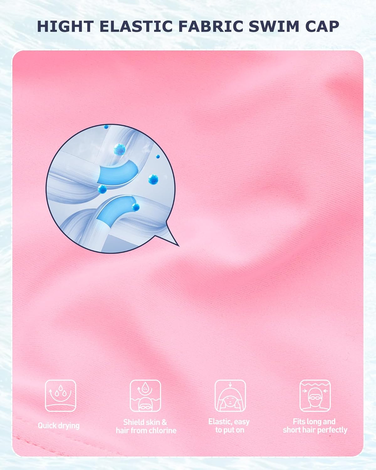 Firesara Fabric Swim Cap, High Elasticity Swimming Cap Keeps Hair Clean Breathable Fit Both Long Hair Short Hair, Swim Caps Woman Girls Men Kids One Size Hat