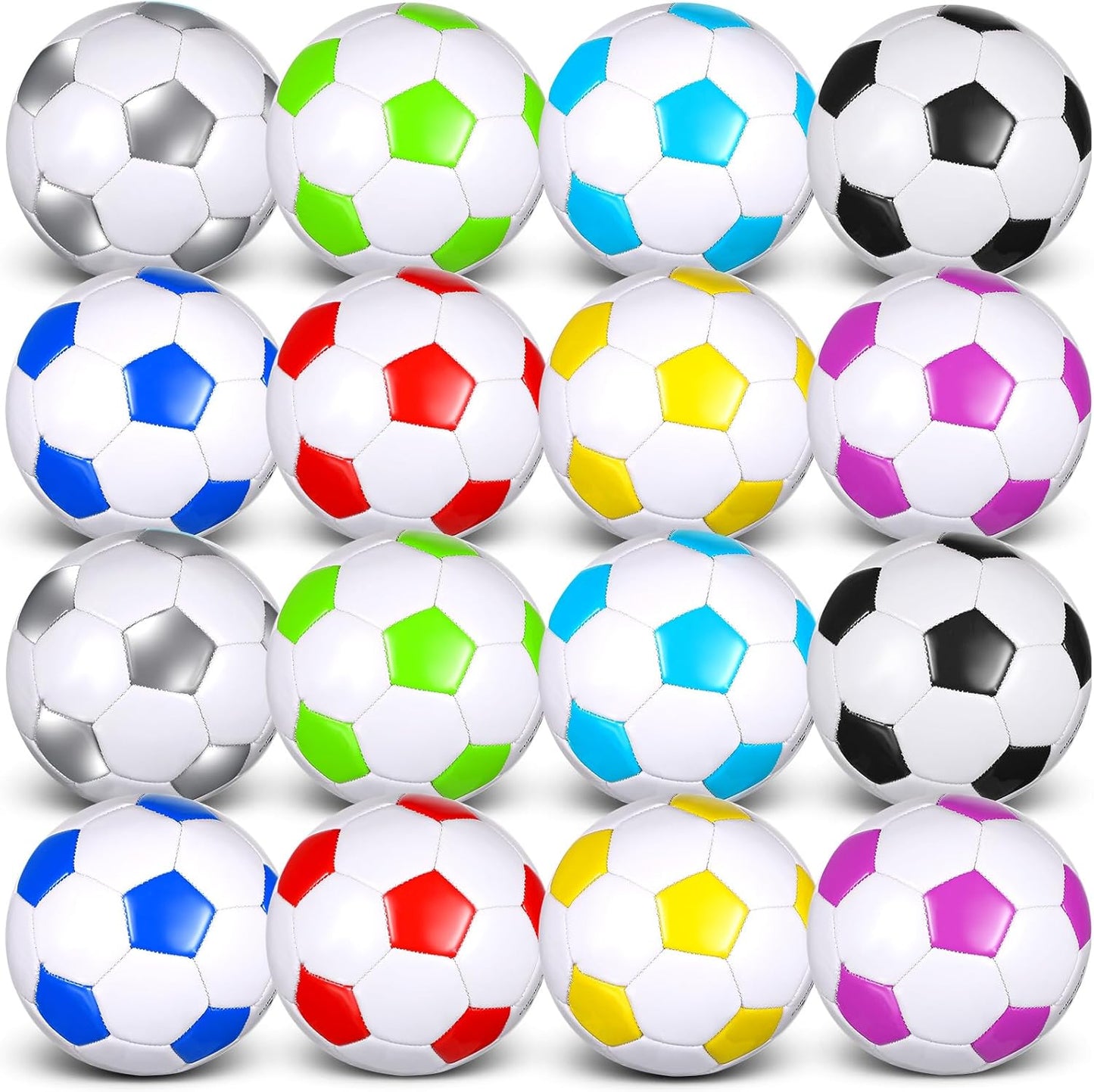 Soulchen 16 Pcs Soccer Balls Bulk with 2 Pcs Pump Size 3/4/5 Deflated Training Soccer Ball for Youth Adult Back to School Outdoor Indoor Sports Training Practice Game Play Competition, 8 Color