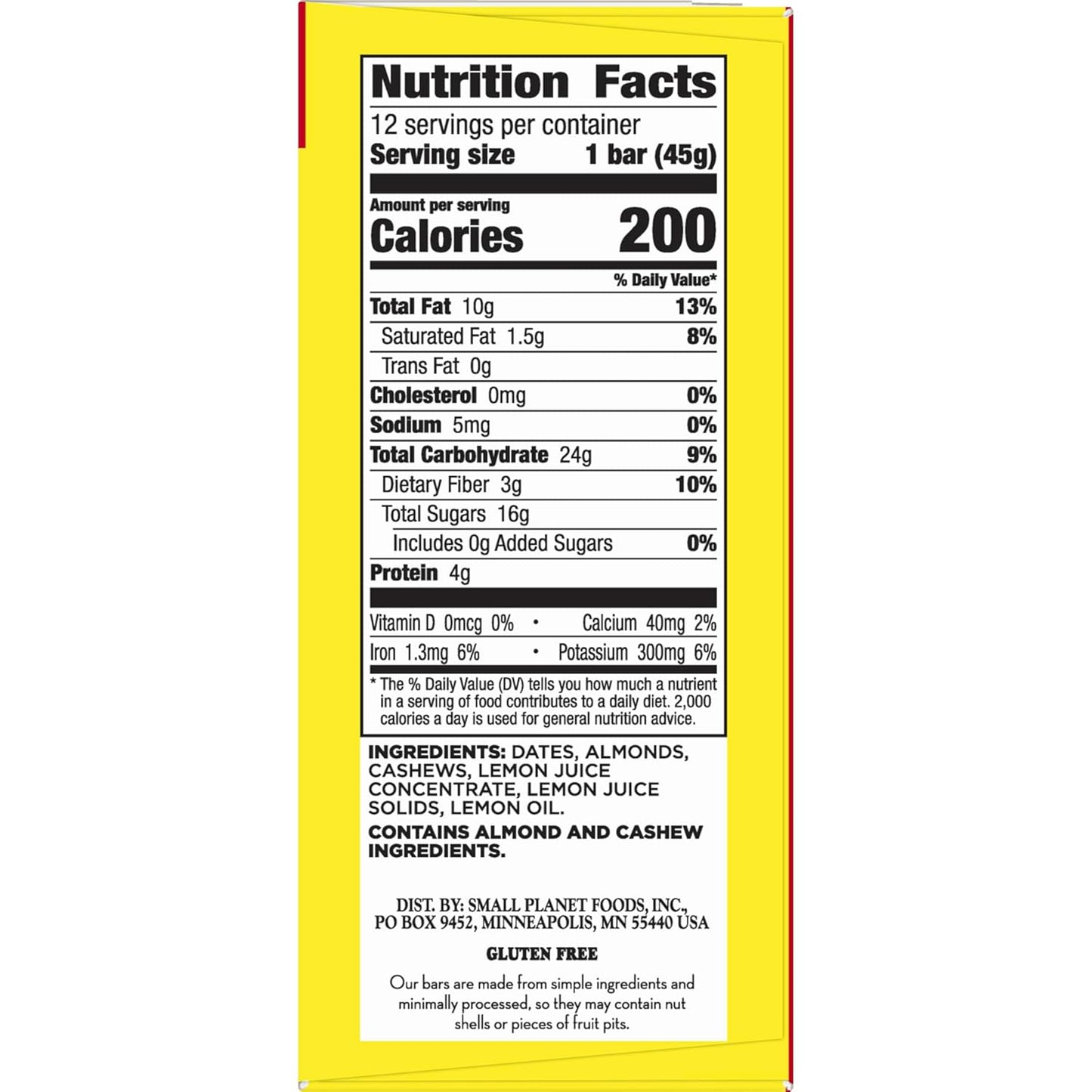 Larabar Lemon Bar Fruit and Nut Bars, Gluten Free and Vegan, 19.2 oz, 12 Ct