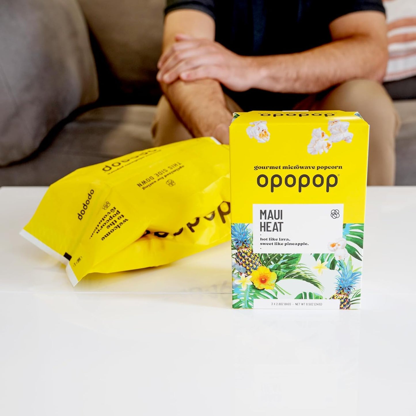 Opopop Microwave Popcorn - Maui Heat 2.8 oz., 9-Count - Sweet and Hot Popcorn, Flavored Popcorn, Non-GMO