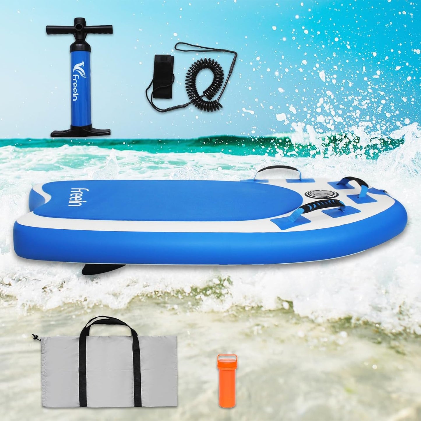Freein Body Board Inflatable, Surfboards BodyBoards for Beach River, Foldable Design for Easy Storage and Transport Anywhere