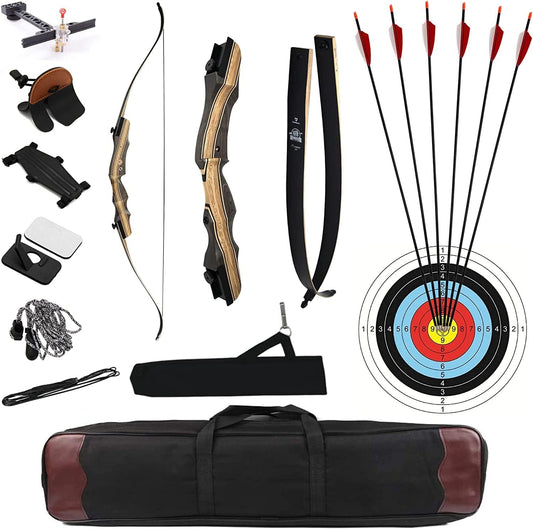 DEERACE Takedown Recurve Bow and Arrow Set 62" Classic Traditional Wooden Bow for Adults Youth Beginner Hunting Targeting Archery