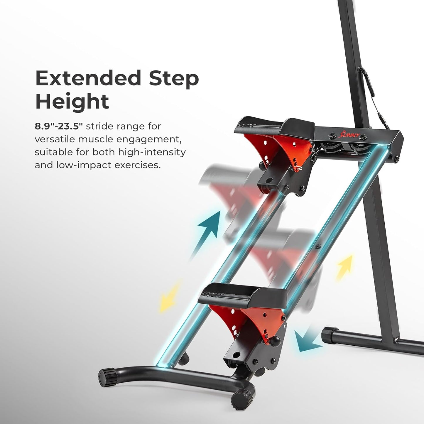 Sunny Health & Fitness Stair Stepper w/Handlebar, Extended Step Range Climber Machine for Legs, Core and Glute Workouts, Connection with Free SunnyFit® App