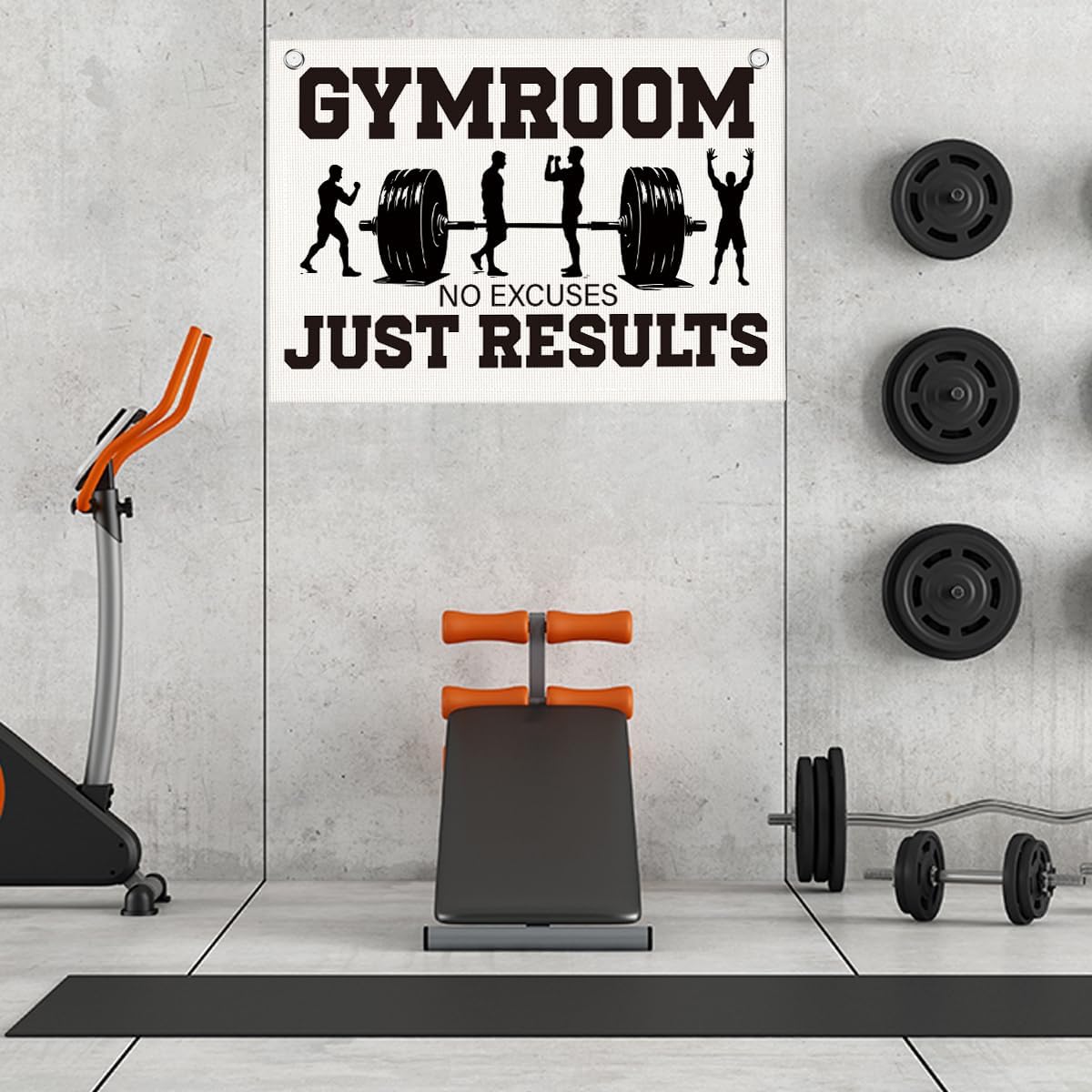 Gym Room No Excuses Just Results Gym Motivational Wall Art Banner Dorm Posters Gifts for Guys Men Women Gym Flag Decor for Home Gym Bedroom Workout Room 30x20 Inchs