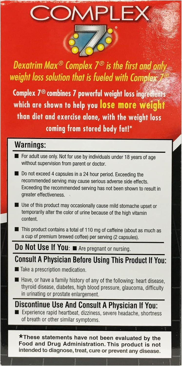 ILIOS Dexatrim Max Complex-7 | Diet Pills to Lose Weight - 7 Powerful Ingredients to Reduce Hunger & Body Fat, Fat Burner Supplements, Weight Loss Pills for Men & Women, 2 Packs w/ 60 Capsules Each