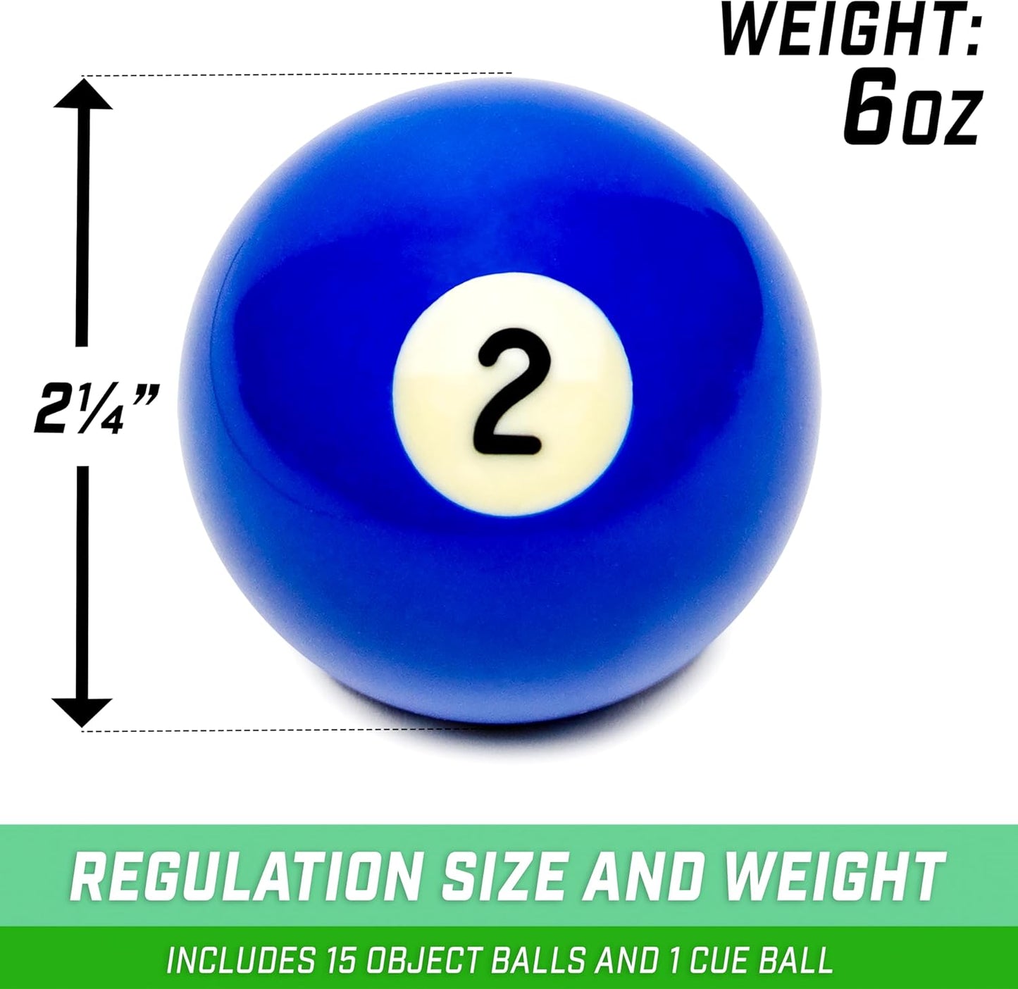 GoSports Regulation Pool Balls for Pool Table – Premium Set of 16 Billiard Balls, Professional Pool Table Balls Set