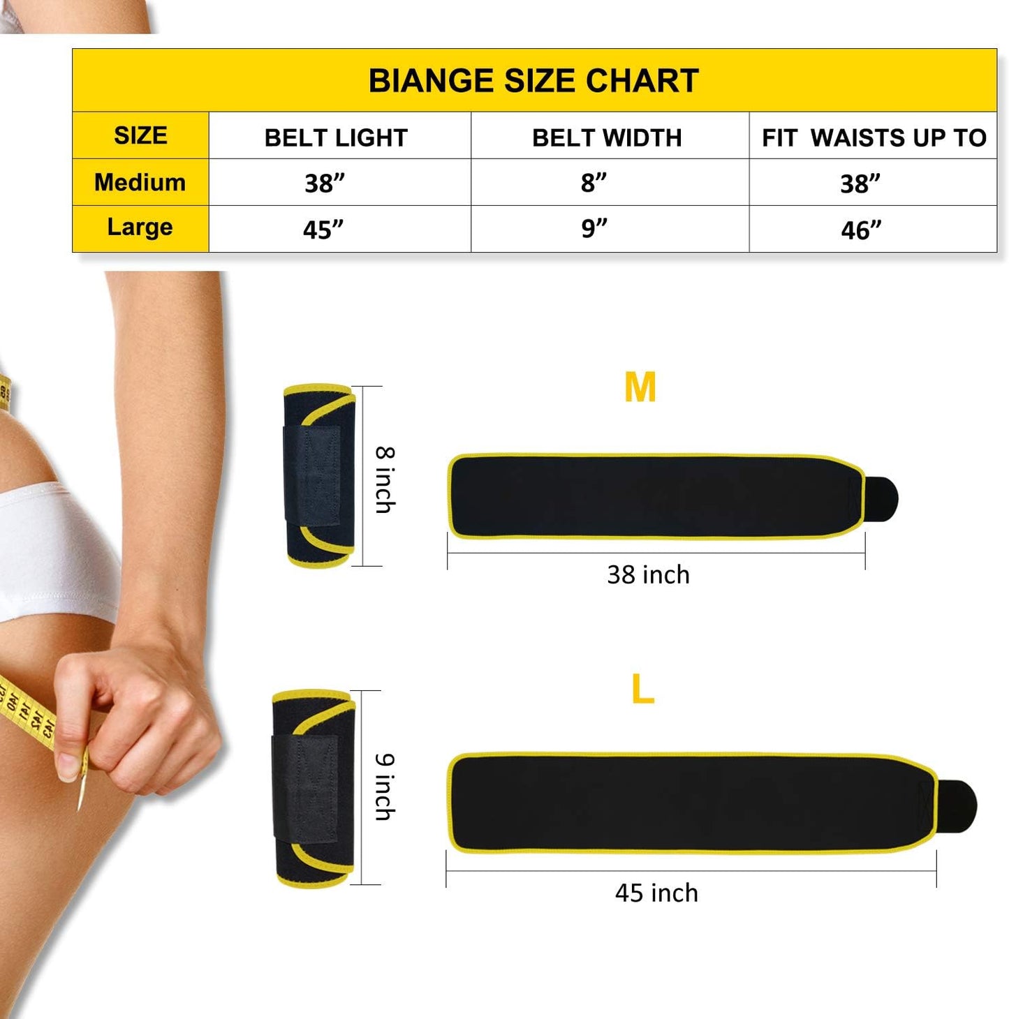 Biange Waist Trainer for Women Men Sweat Belt Waist Trimmer Belly Band Stomach Wraps