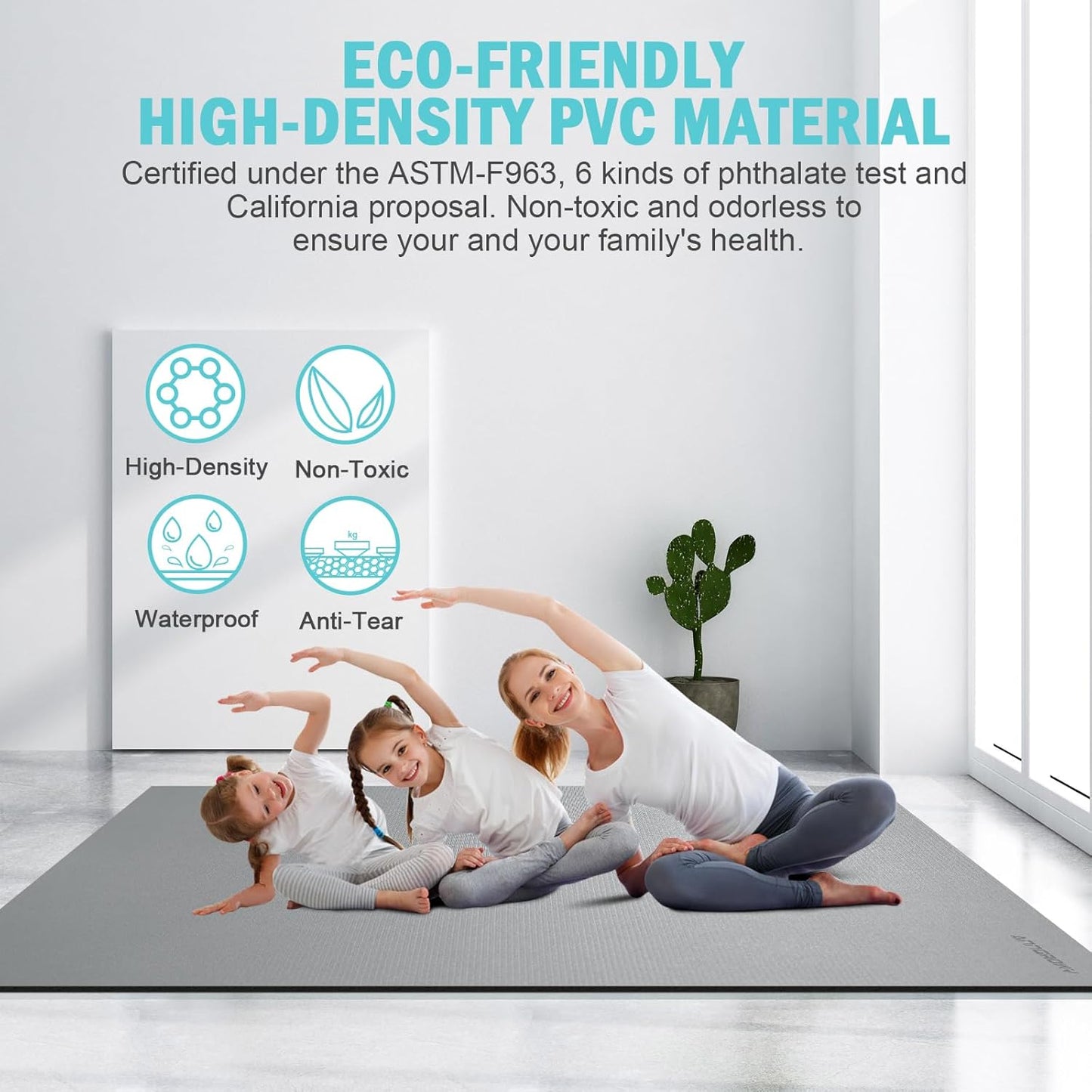 Large Exercise Mat 8'x5'|12'x6' Workout Mat for Home Gym Mats Exercise Heavy Duty Gym Flooring Fitness Mat Large Yoga Mat Cardio Mat for Weightlifting, Jump Rope, MMA, Shoe-Friendly