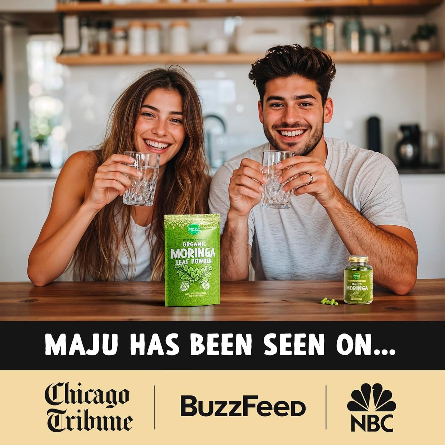 Maju Superfoods Organic Moringa Capsules, Oleifera Leaf, Extra-Fine Quality Moringa Leaves, Dried Drumstick Tree Leaves, Organic Moringa Powder Extract Supplement Capsules from Plant (90 ct)